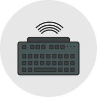 Wireless Keyboard Line Filled Light Circle Icon vector