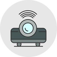 Movie Projector Line Filled Light Circle Icon vector