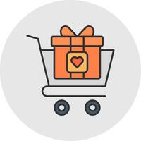 Shopping Cart Line Filled Light Circle Icon vector