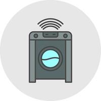 Smart Washing Machine Line Filled Light Circle Icon vector