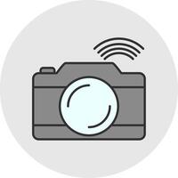 Camera Line Filled Light Circle Icon vector