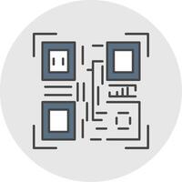 Qr Code Line Filled Light Circle Icon vector