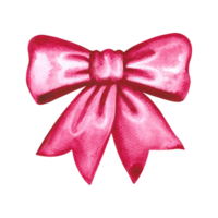 Pink bow. Handmade watercolor illustration. Elegant bow tied with a ribbon. Isolate. For greeting cards, stickers and decorations, compositions and labels, packaging and prints. png