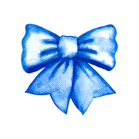 Blue bow. Handmade watercolor illustration. Elegant bow tied with a ribbon. Isolate. For greeting cards, stickers and decorations, compositions and labels, packaging and prints. png