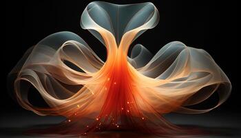 AI generated Glowing flame shapes flow in dark abstract background generated by AI photo