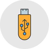 Usb Line Filled Light Circle Icon vector