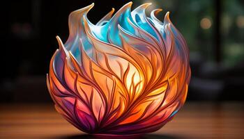 AI generated Glowing flame igniting nature vibrant, abstract backdrop generated by AI photo