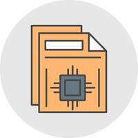 Document Line Filled Light Circle Icon vector