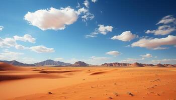 AI generated Majestic sand dunes create a tranquil desert landscape generated by AI photo