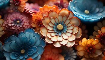 ai generado resumen floral modelo en multi de colores pétalos generado por ai foto