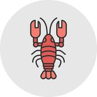 Lobster Line Filled Light Circle Icon vector