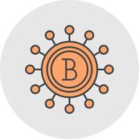 Cryptocurrency Line Filled Light Circle Icon vector