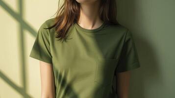 AI generated green tops and t shirt mockup photo