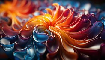 AI generated Abstract flower design with vibrant colors and smooth waves generated by AI photo