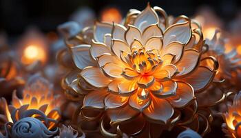 AI generated Flame like flower head glows, symbolizing spirituality and romance generated by AI photo