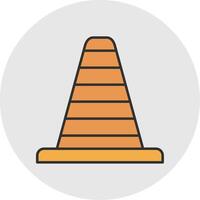 Traffic Cone Line Filled Light Circle Icon vector