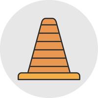 Traffic Cone Line Filled Light Circle Icon vector