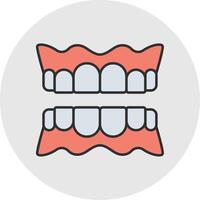 dentadura línea lleno ligero circulo icono vector