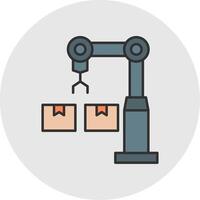 industrial robot línea lleno ligero circulo icono vector