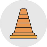 Traffic Cone Line Filled Light Circle Icon vector