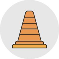 Traffic Cone Line Filled Light Circle Icon vector