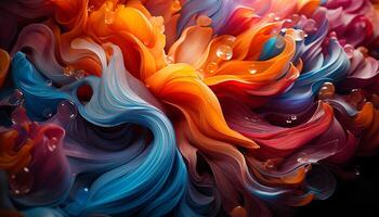 AI generated Abstract multi colored backdrop, vibrant liquid wave painting generated by AI photo