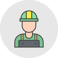 Worker Line Filled Light Circle Icon vector