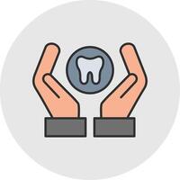 Dental Care Line Filled Light Circle Icon vector