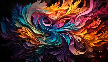 AI generated Abstract multi colored wave flowing in vibrant digital image generated by AI photo