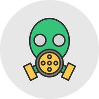 Gas Mask Line Filled Light Circle Icon vector