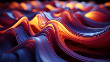 AI generated Abstract wave pattern in vibrant colors, smooth and shiny generated by AI photo