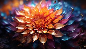 AI generated Vibrant colored flower head in close up nature generated by AI photo