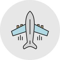 Flying Airplane Line Filled Light Circle Icon vector