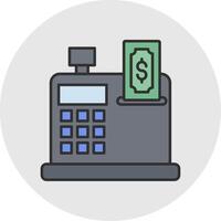 Cash Register Line Filled Light Circle Icon vector