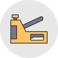 Staple Gun Line Filled Light Circle Icon vector