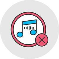 No Music Line Filled Light Circle Icon vector