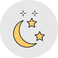 Moon and Star Line Filled Light Circle Icon vector