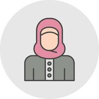 Islamic Woman Line Filled Light Circle Icon vector