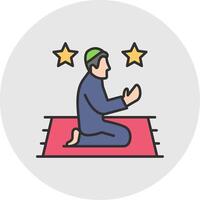 Offering Prayer Line Filled Light Circle Icon vector