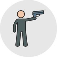 policía participación pistola línea lleno ligero circulo icono vector