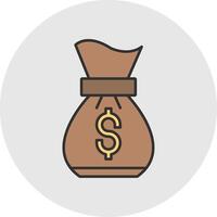 Money bag Line Filled Light Circle Icon vector