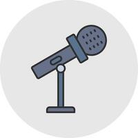 Stand Mic Line Filled Light Circle Icon vector