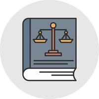 Law Book Line Filled Light Circle Icon vector