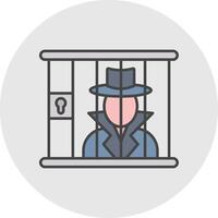 Criminal behind bars Line Filled Light Circle Icon vector
