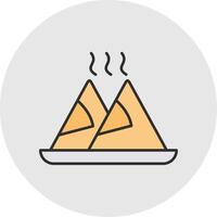 samosa línea lleno ligero circulo icono vector