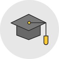 Graduate Hat Line Filled Light Circle Icon vector