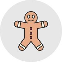 Gingerbread Man Line Filled Light Circle Icon vector