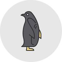 pingüino línea lleno ligero circulo icono vector