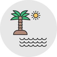 Beach Line Filled Light Circle Icon vector