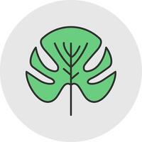 Monstera Line Filled Light Circle Icon vector